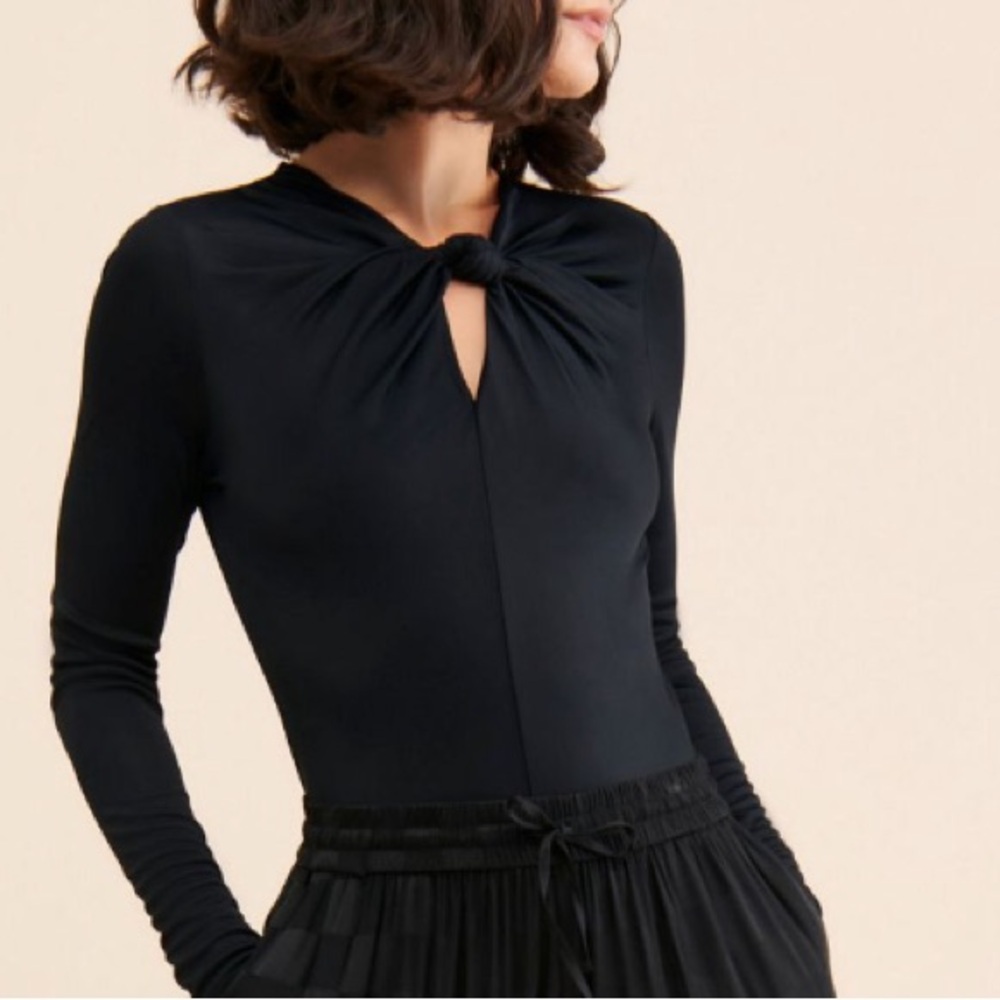 FARM Rio Twist-Front Long Sleeve Bodysuit, NEW